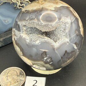 Volcano Agate Quartz Sphere 63.8mm Indonesia Crystal Ball Druzy Natural Geode 2